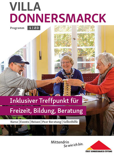 Grafik: Die Vorderseite des Programmhefts 1-2023 der Villa Donnersmarck