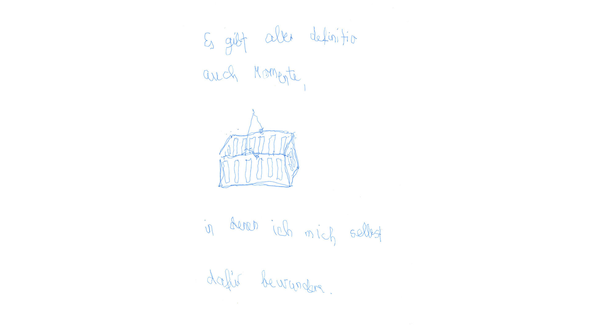 Zeichnung eines Objektes, welches ein Gitterbett oder eine Kiste darstellen könnte plus Text: Es gibt aber definitiv Momente, in denen ich mich selbst dafür bewundere.