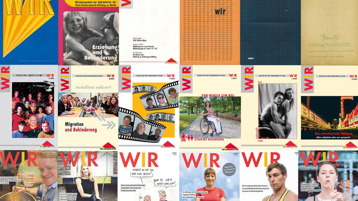 Eine Collage mit unterschiedlichen WIR-Titelbildern aus über 60 Jahren.