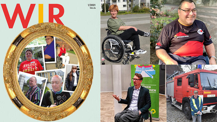 Das Cover der Wir 1/2021 und Bilder aus der Ausgabe.