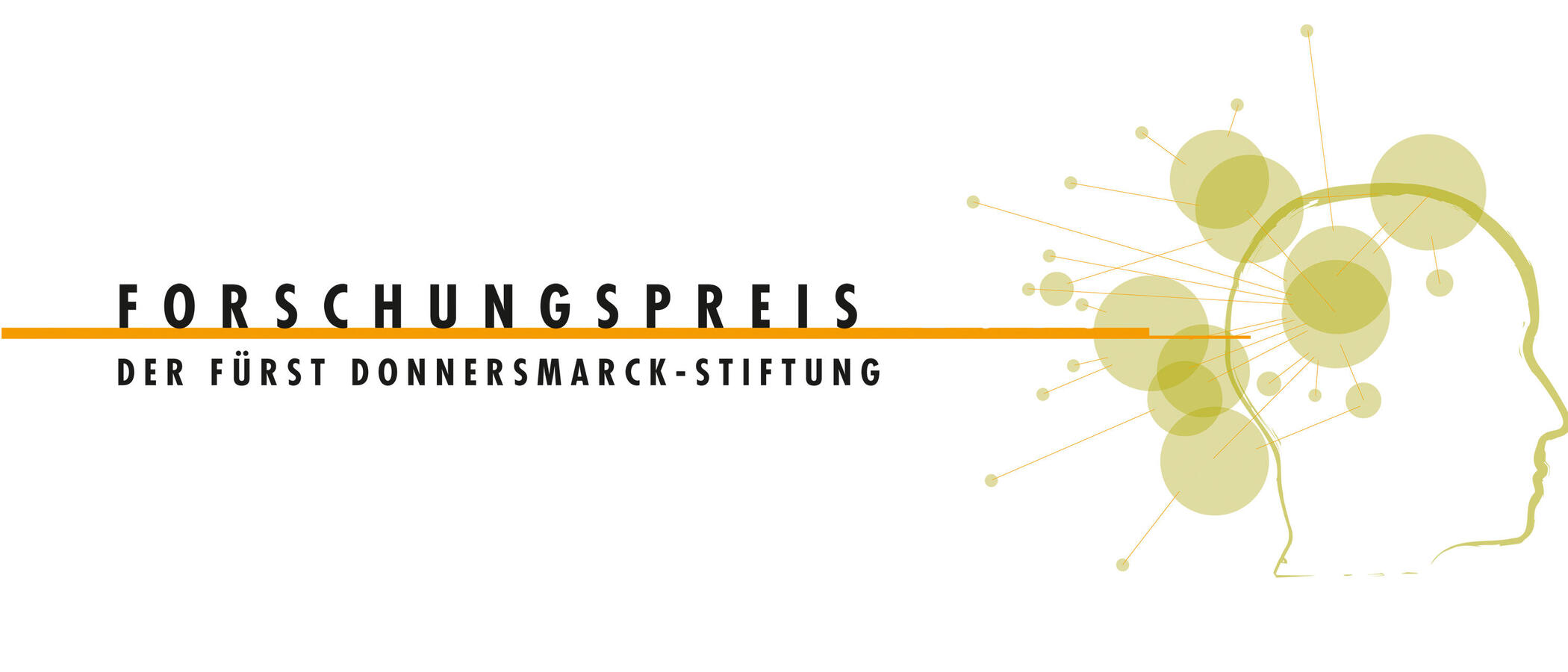 Das Logo des Forschungspreises - ein stilisierter Kopf im Profil mit mehreren Kreisen und Linien um ihn herum - daneben der Schriftzug: "Forschungspreis der Fürst Donnersmarck-Stiftung"