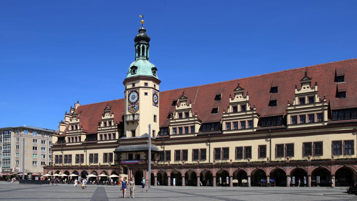 Foto: Außenansicht des Allten Rahhauses in Leipzig