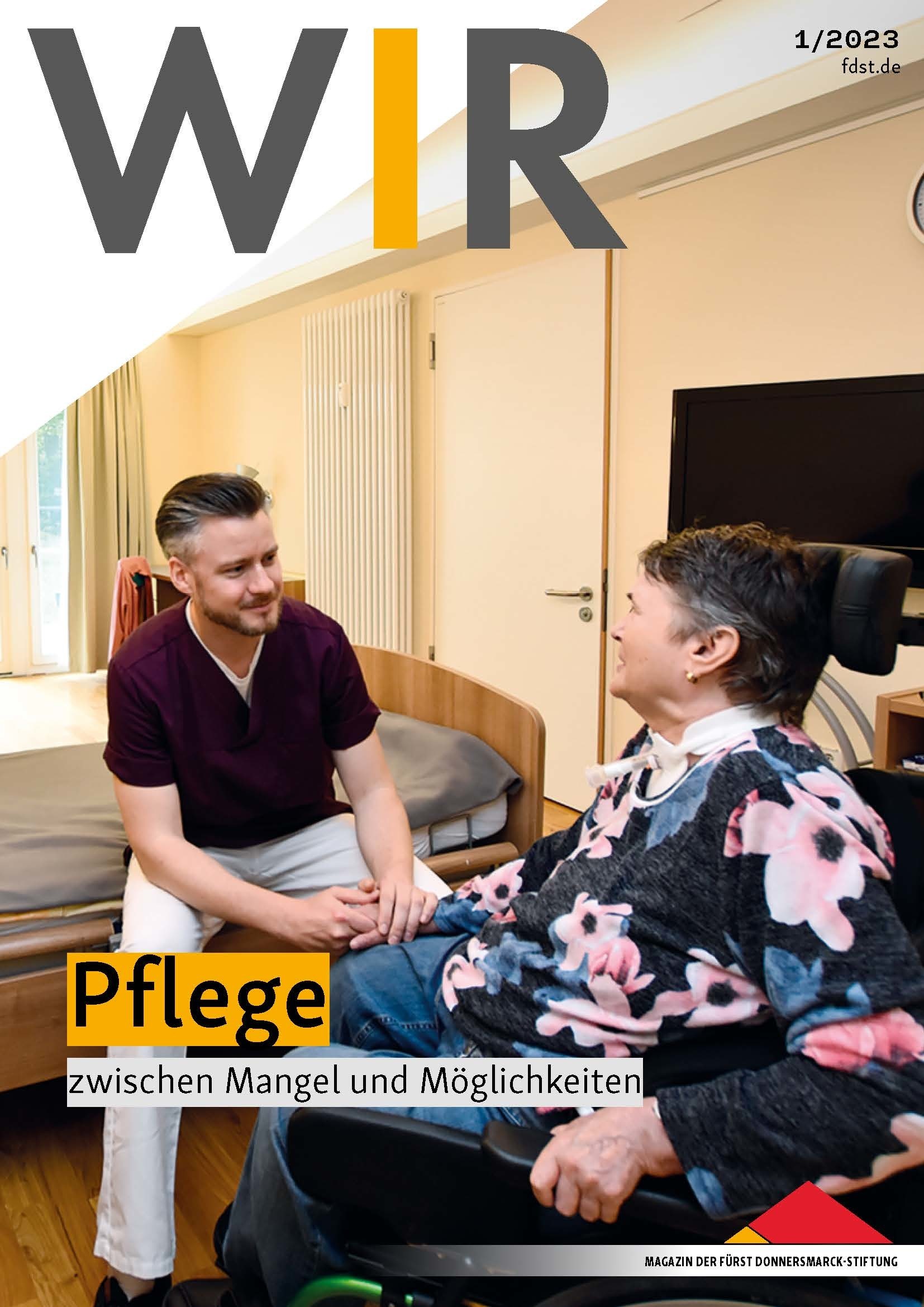 Das Titelblatt der Wir 1-2023: Pflege.